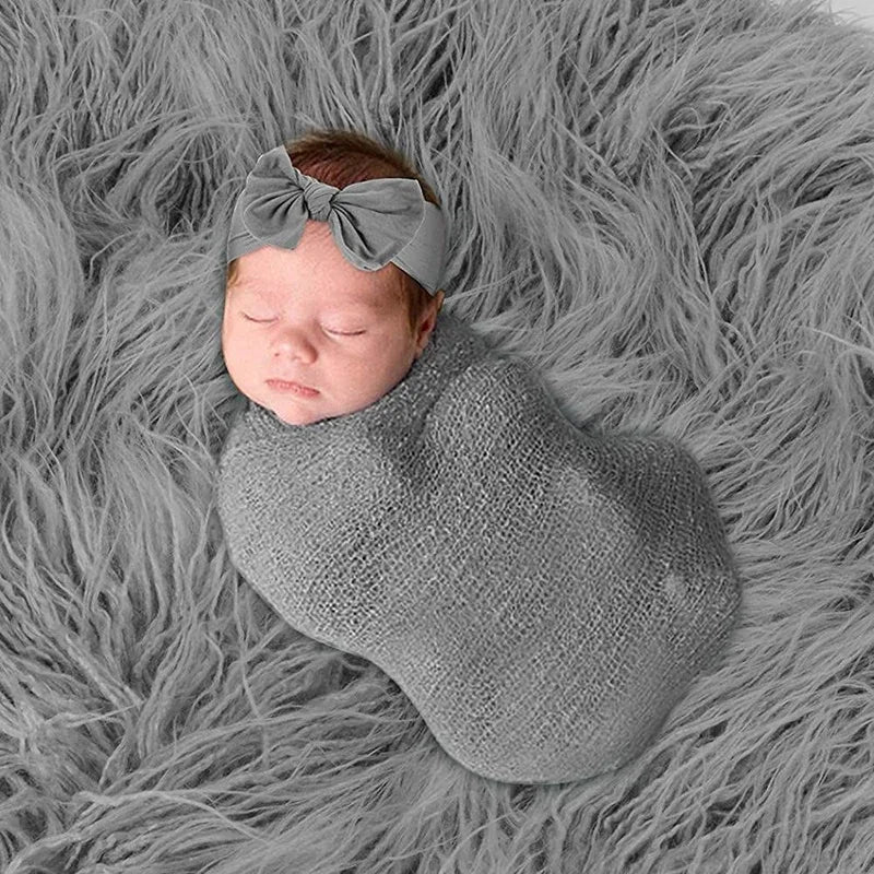 3PCS Newborn Baby Photography Props Blanket Wraps Set Photo Mat Blanket for Baby Boys and Girls Long Ripple Wrap  Fotografia