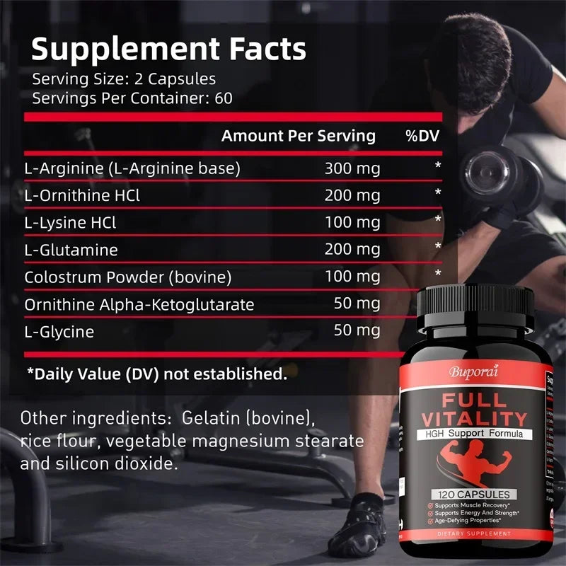 Full Vitality HGH Supplement - Muscle Growth and Recovery, Post Workout Recovery, Natural Energy and Endurance, Boost Vitality
