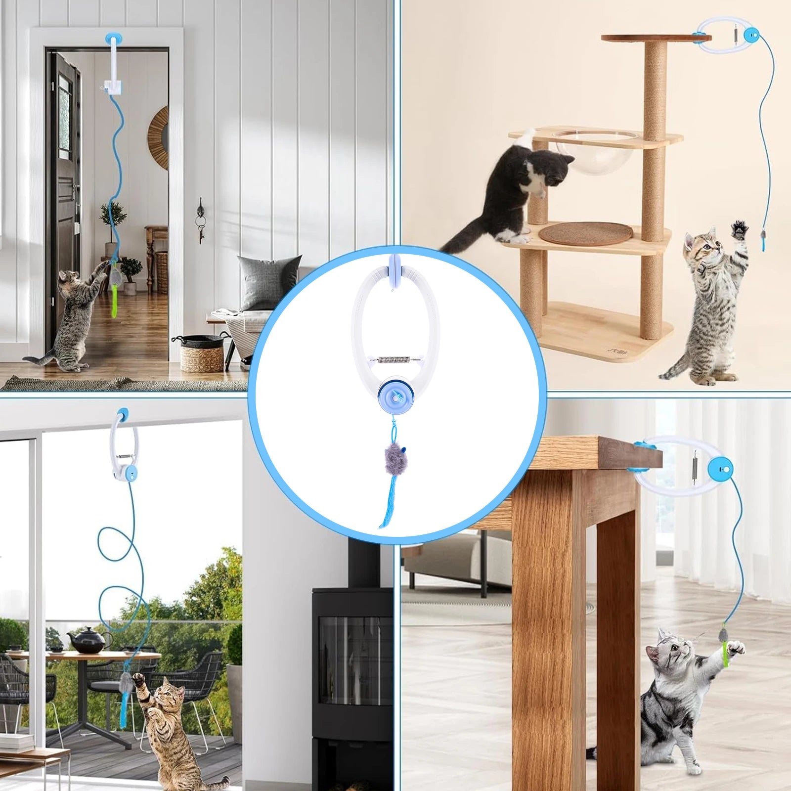Retractable Door Hanging Automatic Retractable Kitten Toys Independent Play Hanging Door Cat Toys for Cat Kitten Playing Exercis
