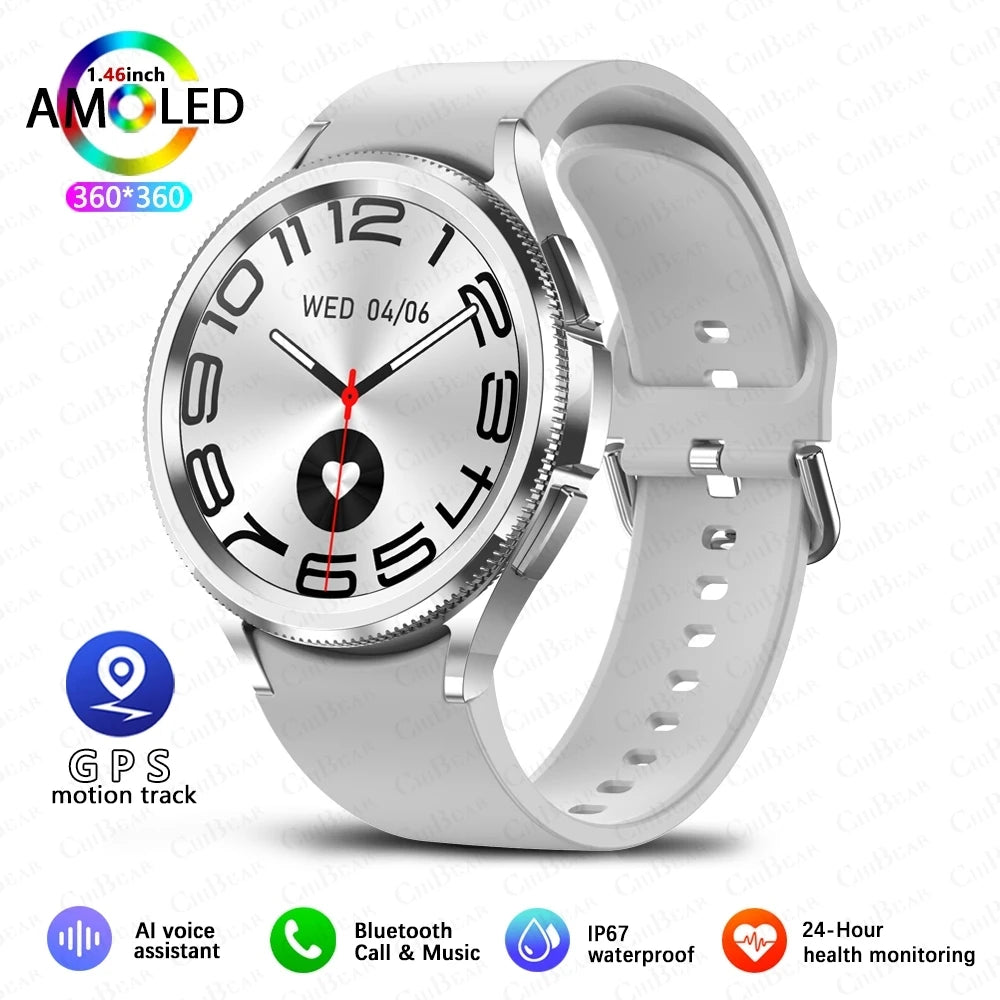 2025 New Watch 6 Smart Watch Men 1.46 inch GPS Sports Fitness Tracker Custom Dial Clock Heart Rate BT Calling SmartWatch Women