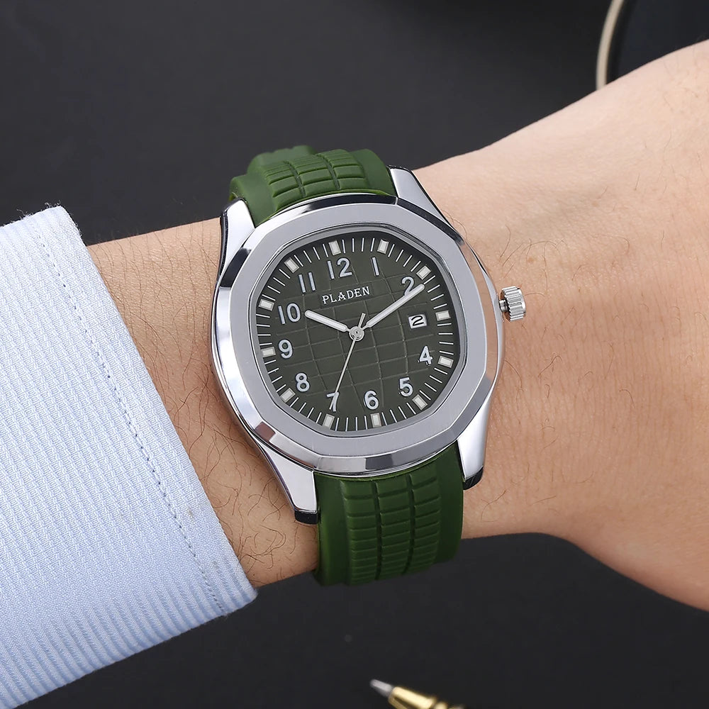 Fashion Watch Men Classic Orange Grenade Dial Minimalist Wristwatch Sport Silicone Strap Dive Auto Date Men's Watches Hot Sale
