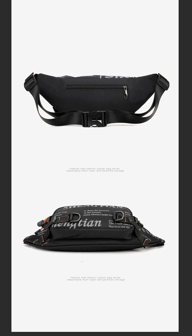 Summer Large Capacity Waterproof Nylon Sports Crossbody Bag for Men Casual Outdoor Leisure Mobile Phone Bag Trendy Sports Wai...