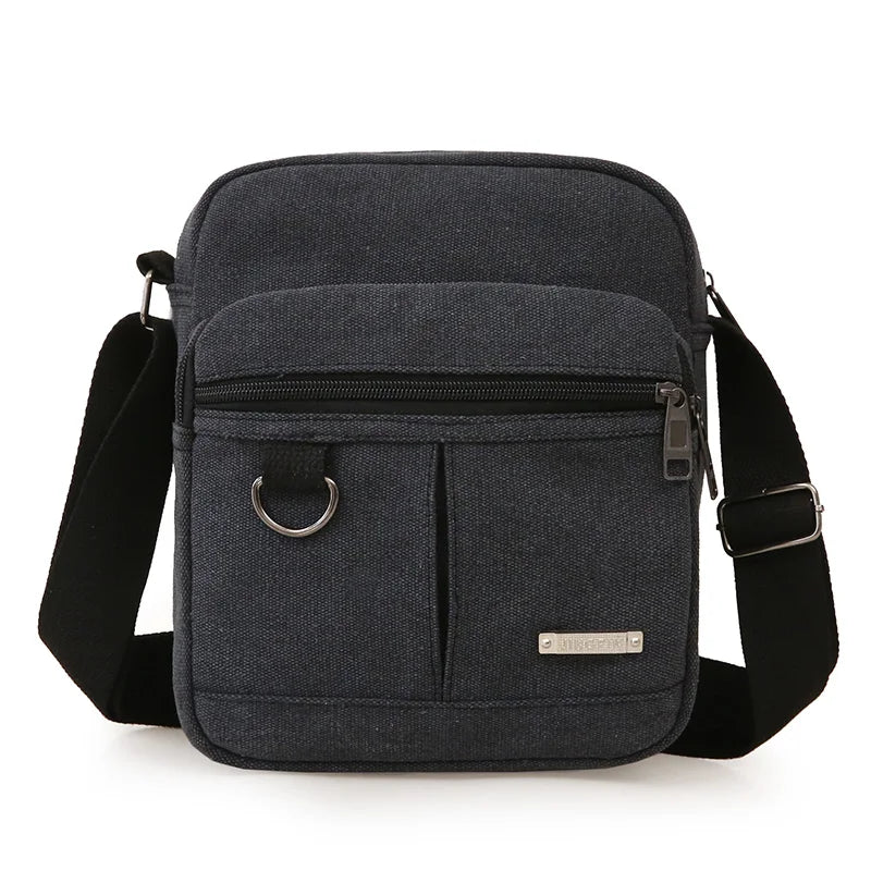 Casual Canvas Shoulder Bag for Men Business Crossbody Small Backpack Soft Handle Zipper Closure Leisure Style Mid-Year New