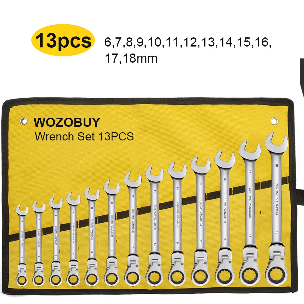 Clé à Cliquet Flex 180° WOZOBUY 6-22mm 72 Dents