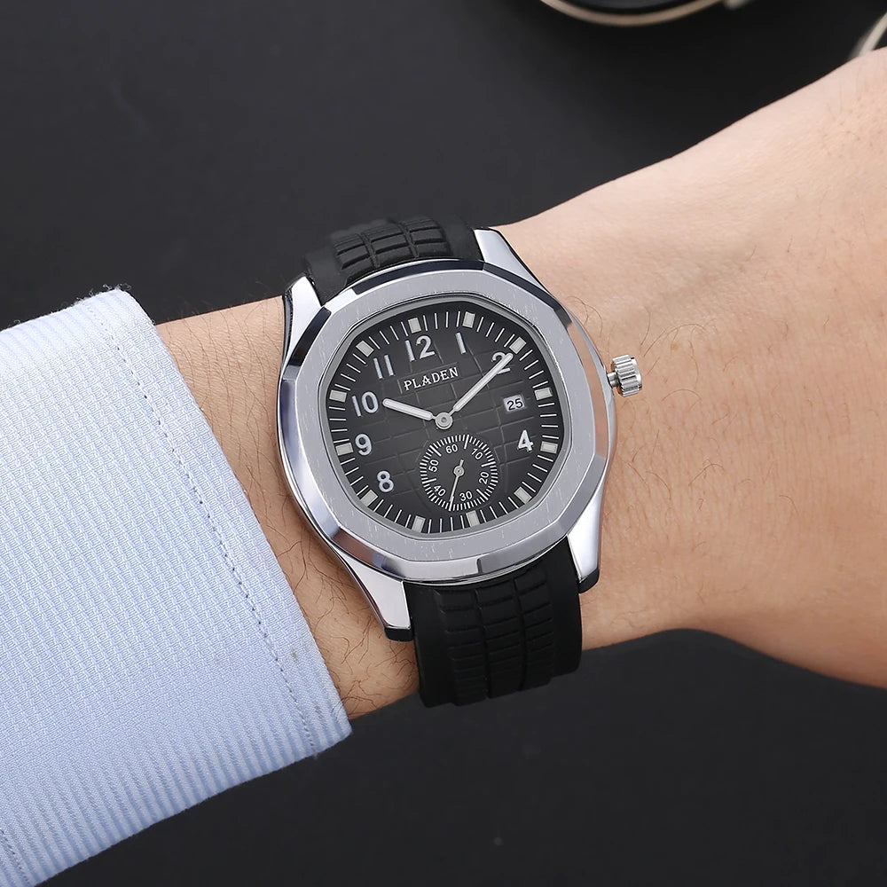 Fashion Watch Men Classic Orange Grenade Dial Minimalist Wristwatch Sport Silicone Strap Dive Auto Date Men's Watches Hot Sale