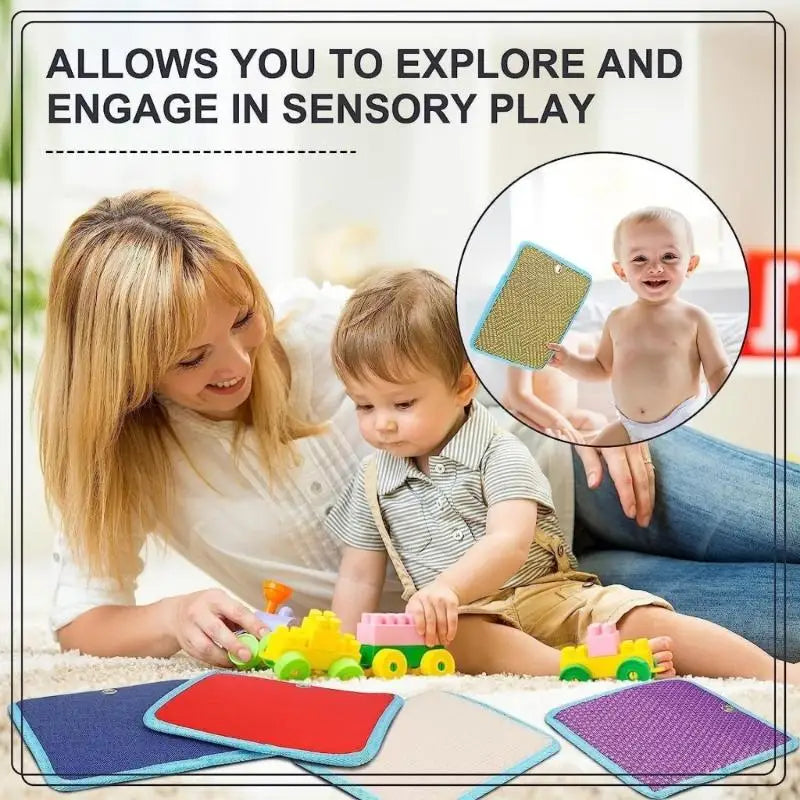 A5YC 16Pcs Infant Exploration Mat Machine Washable Multi Texture Design Sensory Toy For Sensory Development
