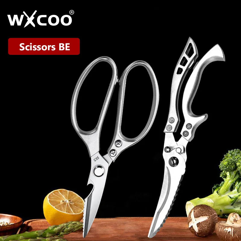 WXCOO Chicken Bone Scissors Stainless Steel Cutting Knife Kitchen Scissors Multifunctional Food Scissors Slicing Fish Meat Knife