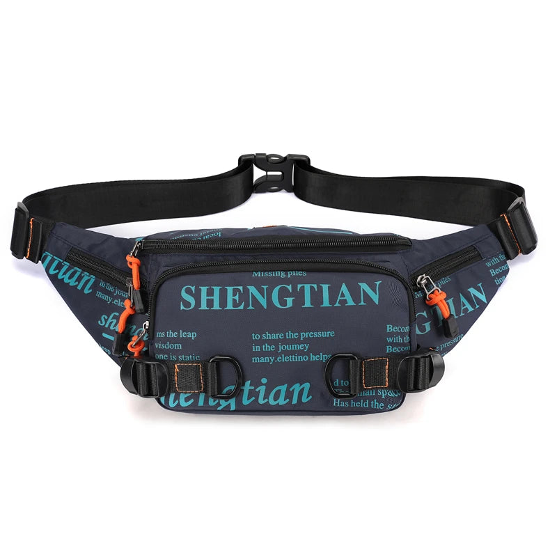 Summer Large Capacity Waterproof Nylon Sports Crossbody Bag for Men Casual Outdoor Leisure Mobile Phone Bag Trendy Sports Wai...