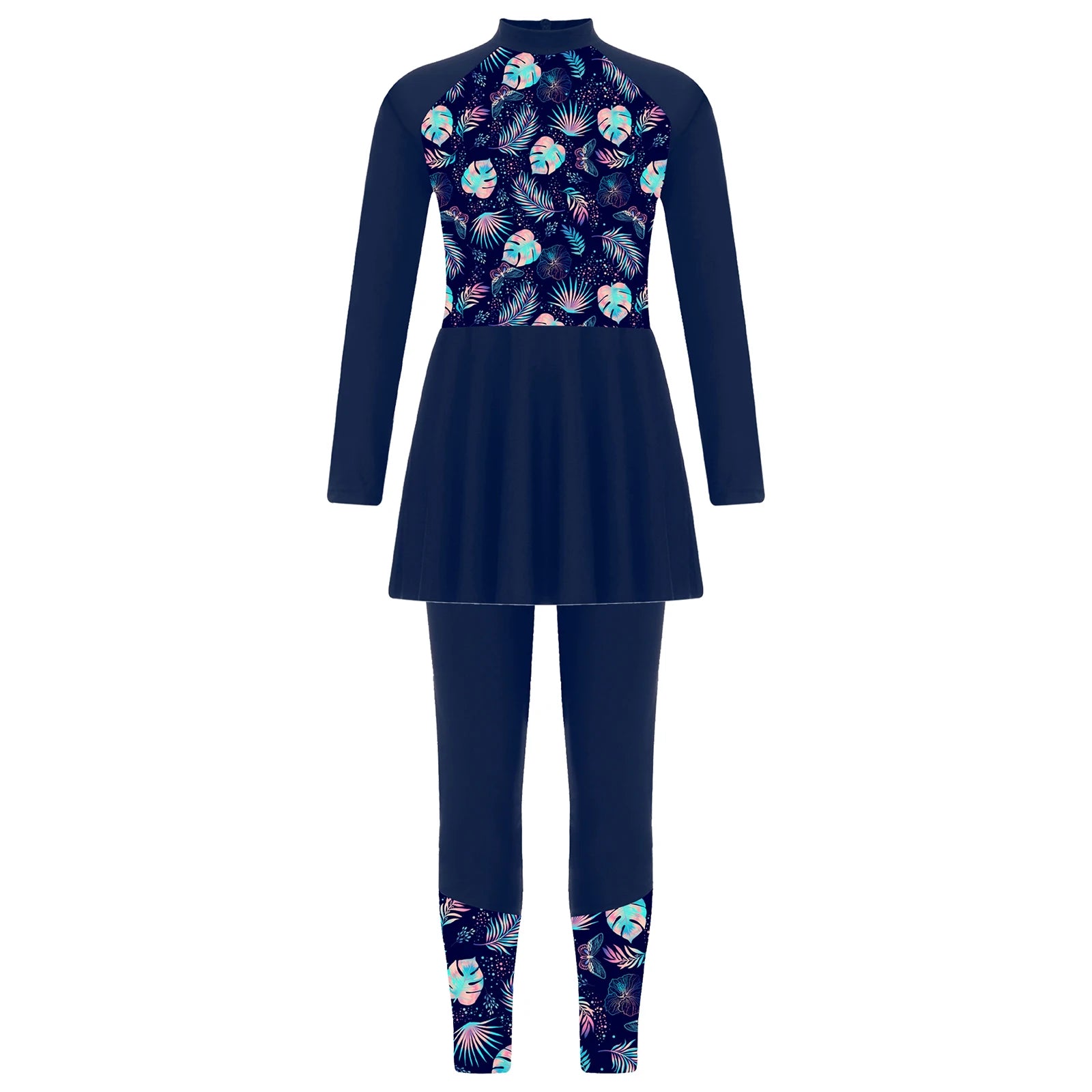 Girls Swimsuits 2 Piece Rash Guard Set UPF 50 Sun Protection Long Sleeve Swim Dress with Leggings Kids Full Body Cover Beachwear