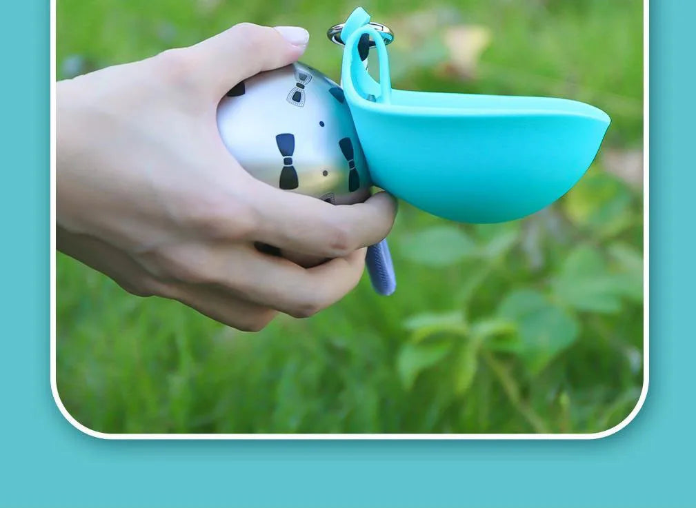 Foldable Stainless Steel Pet Water Bottle Spherical Design Portable Bowl for Small Pets Outdoor Daily Feeding and Drinking