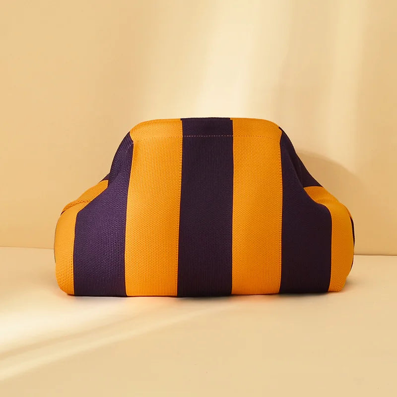 Striped Beach Bag Cloud Knitted Fashion Commuter All-Match Makeup Bag Weave Cross-Border Style Polyester Pillow-Shaped Bag