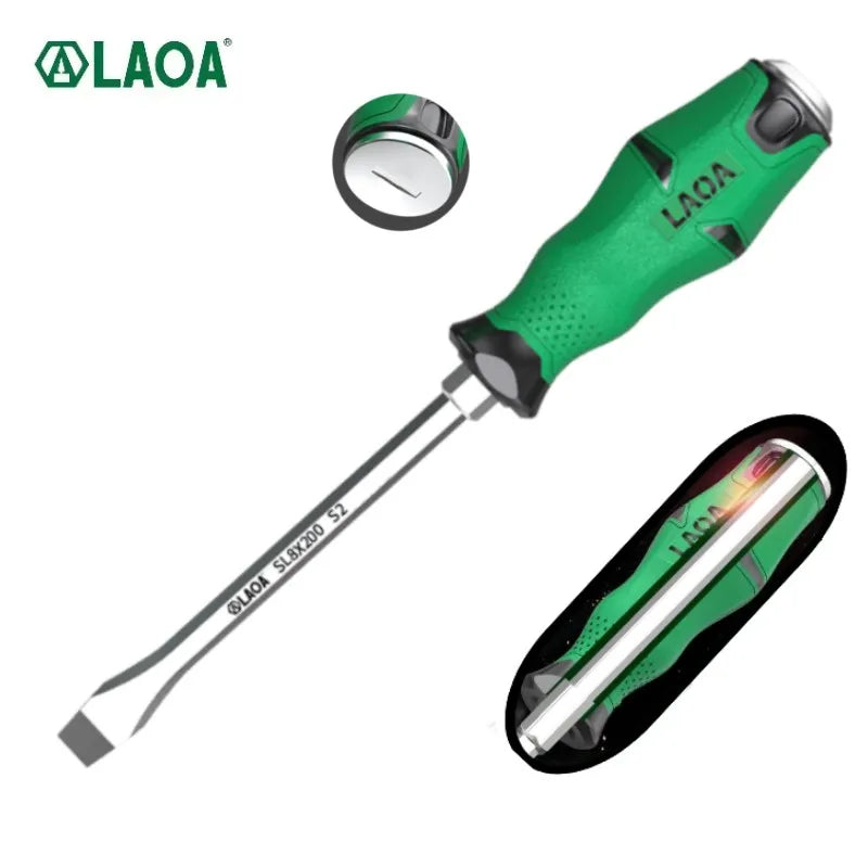 1pcs LAOA Magnetic Screwdriver Phillips Slotted Screwdrivers Set Hardness 58HRC Alloy Steel with Tap Knock Function