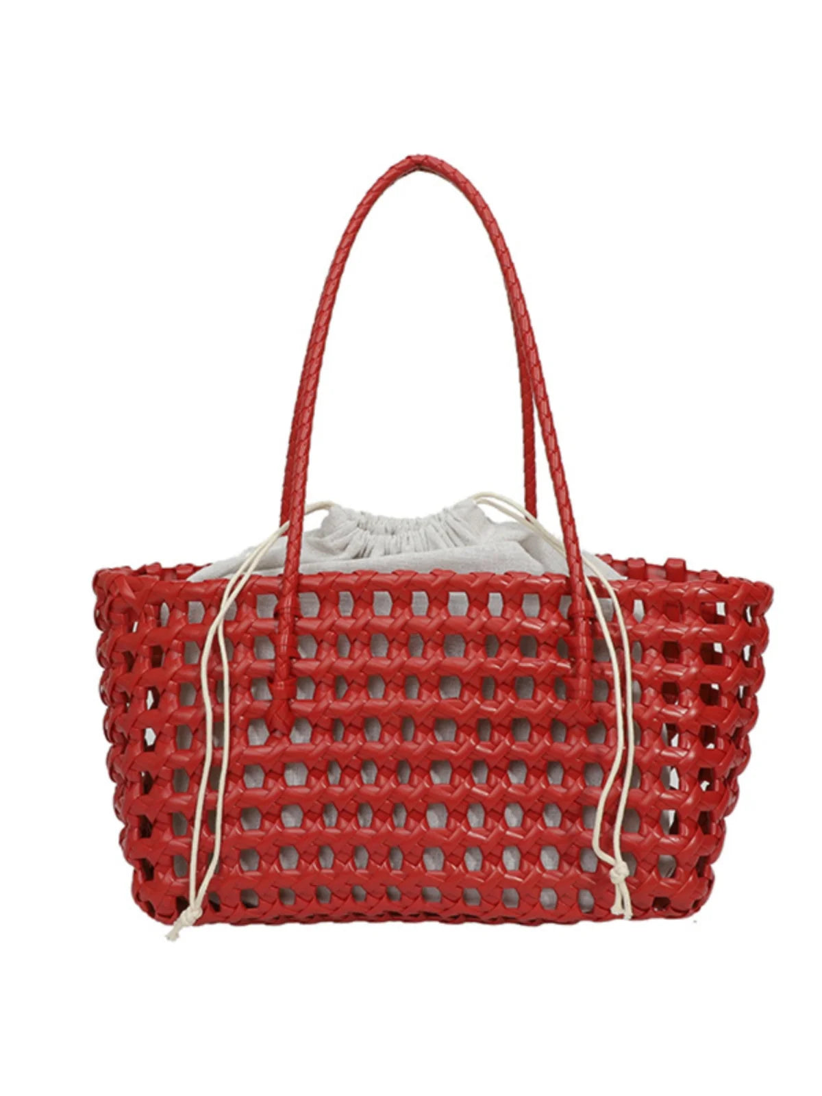 Hollow out Woven Beach Vacation Shoulder Backpack Women's Bag Casual Simple Style Double Strap Handbag for Daily Use