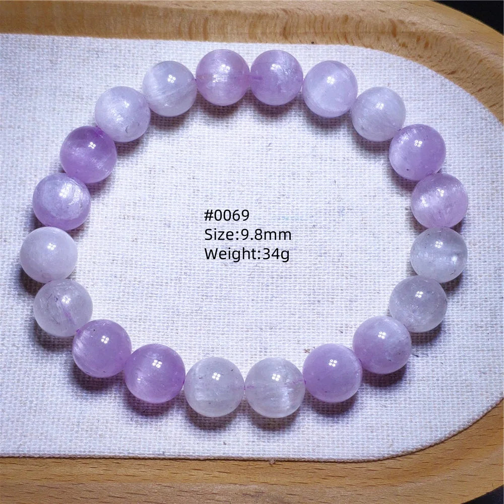 Natural Purple Kunzite Clear Round Beads Bracelet Jewelry Women Men Colorful Kunzite Bracelet Cat Eye Women Men AAAAAA