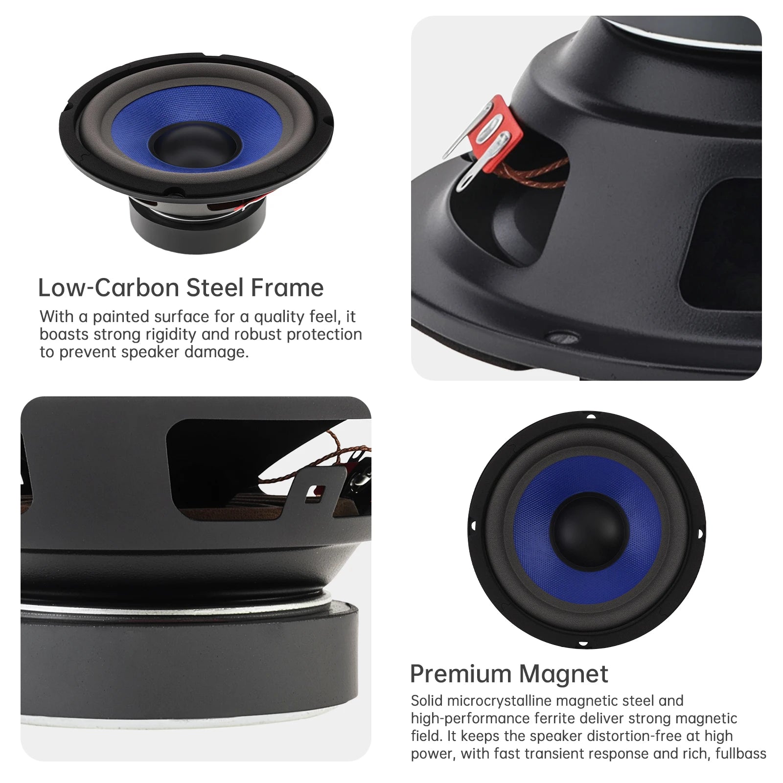 1pc 5/6.5/8/10 Inch Bass Loudspeaker Woofer Speaker for Car Audio/Home Theaters,Wide Frequency Response Car Audio Stereo Speaker