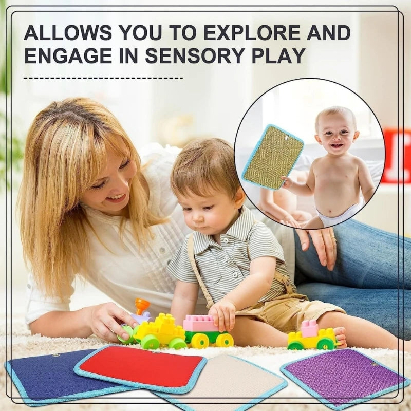 16Pcs Infant Exploration Mat Machine Washable Multi Texture Design Sensory Toy For Sensory Development