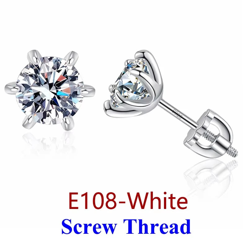 Premium 0.5-2ct Moissanite Diamond Stud Earrings for Women Orginal 925 Sterling Silver Screw Back Women Moissanite Earring 2026