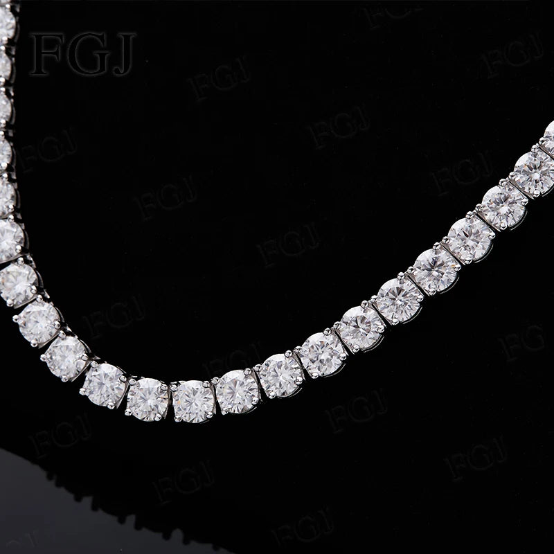 100% Real Moissanite Tennis Necklace for Woman Men Wedding Jewelry With GRA 925 Sterling Silver Plated 18K White Gold Necklace