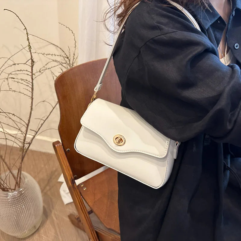 Retro Style Commuter Women's Small Square Bag Fashionable Shoulder Crossbody Bag Soft PU Leather Casual Handbag