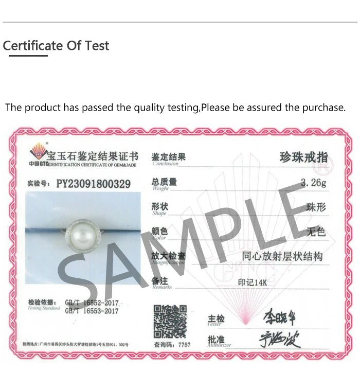 VISTOSO Authentic 14K 585 Yellow Gold Rings For Women Sparkling Diamond Fresh Water Pearl Round Wedding Set Trendy Fine Jewelry