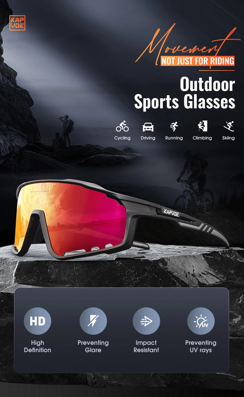 Kapvoe UV400 Racing Bike Glasses Eyewear MTB Cycling Sunglasses Cycling Glasses  Polarized Men's Sunglasses Women Sport Goggles