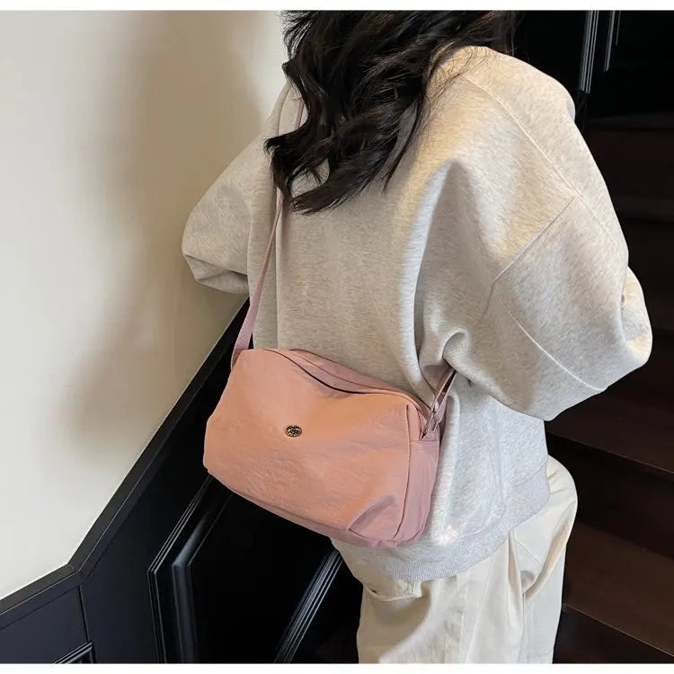 New 2025 Multi-Layer Casual Women's Crossbody Bag Portable Multi-Pocket Lightweight Waterproof Nylon Bag Soft Square Bag