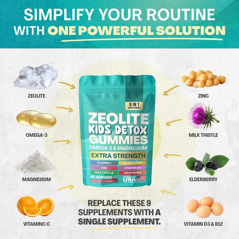 60 Capsules Children's Zeolite Detox Gummy Fruit-flavored Natural Zeolite Gummy To Remove Toxins From The Body Zeolite Gummies