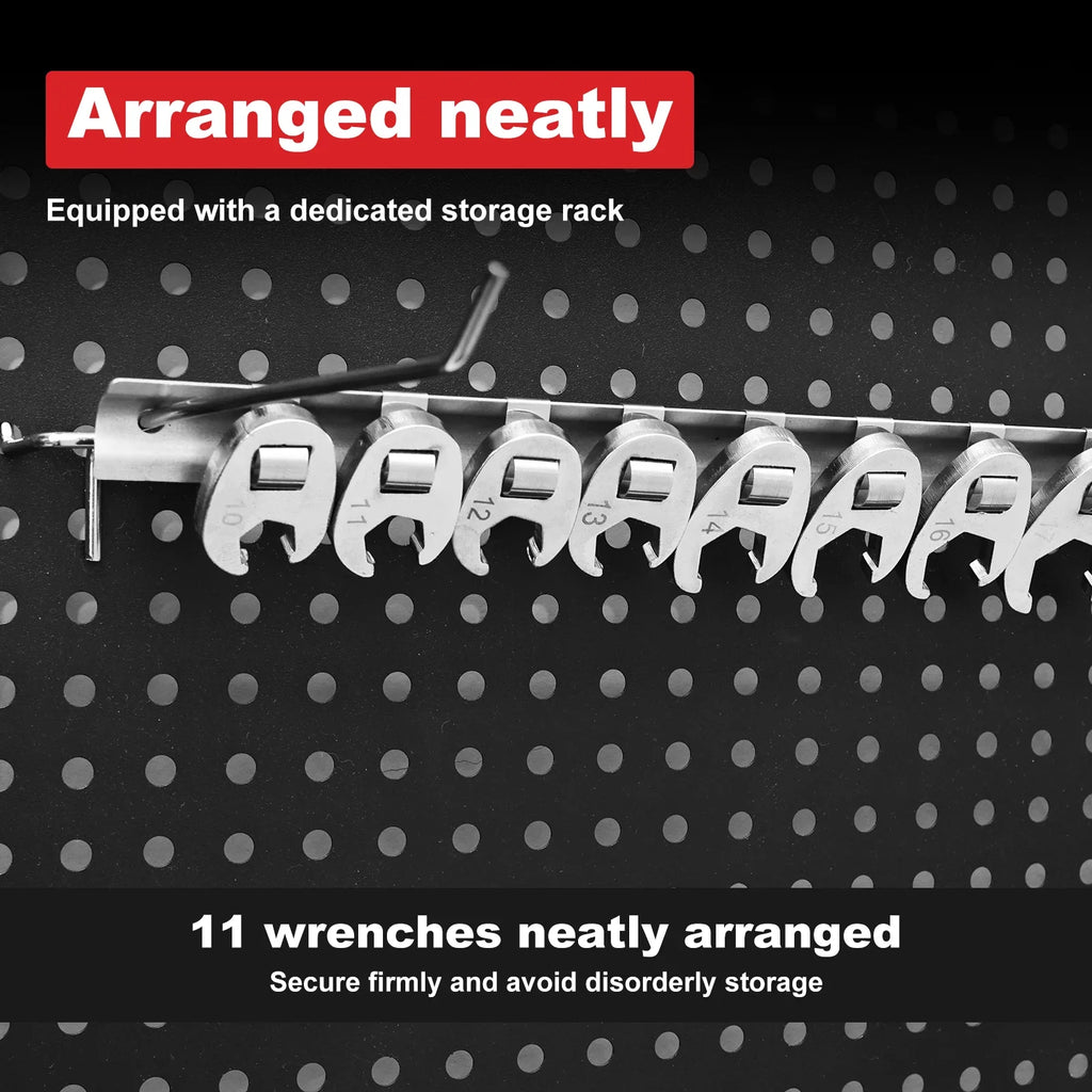 11Pcs Crowfoot Wrench Set 3/8Inch Drive Crowfoot Wrench 10 To 22mm Flare Nut Wrench Set for Torque Wrench Keys Set Multitool