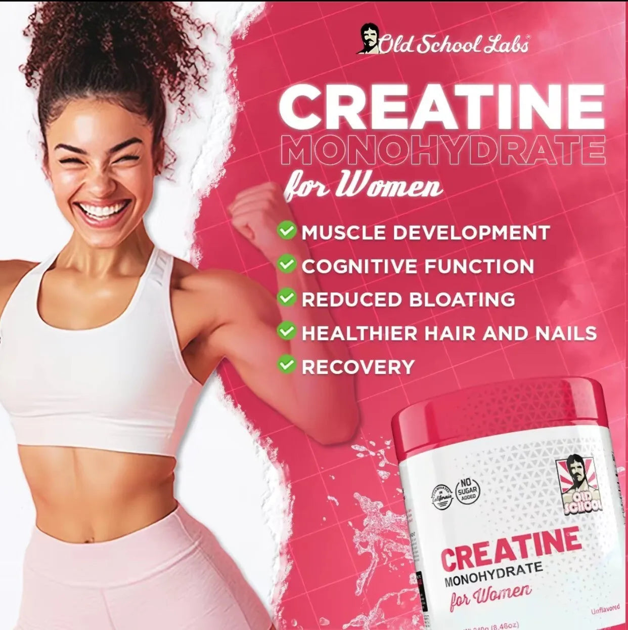 Creatine Monohydrate for Women - Promote Muscle Recovery, Enhance Strength, Boost Performance, Enhance Confidence
