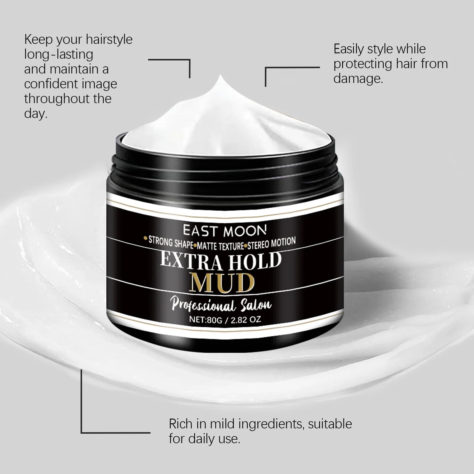 Long Lasting Hair Styling Wax For Men Strong Hold Hairstyle Finished Hair Styling Clay Mud Salon Hair Cream Refreshing Hair Wax