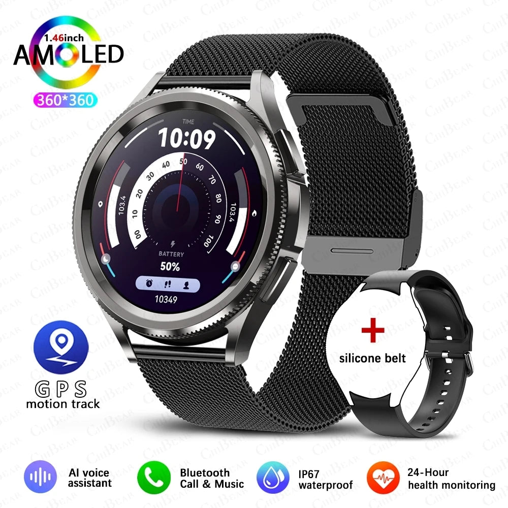 2025 New Watch 6 Smart Watch Men 1.46 inch GPS Sports Fitness Tracker Custom Dial Clock Heart Rate BT Calling SmartWatch Women