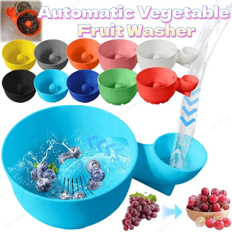 Fruit Washer Basket 4-in-1 Fruit Washing Basket Automatic Fruit Vegetable Washer With Drain Strainer For Kitchen For Quick