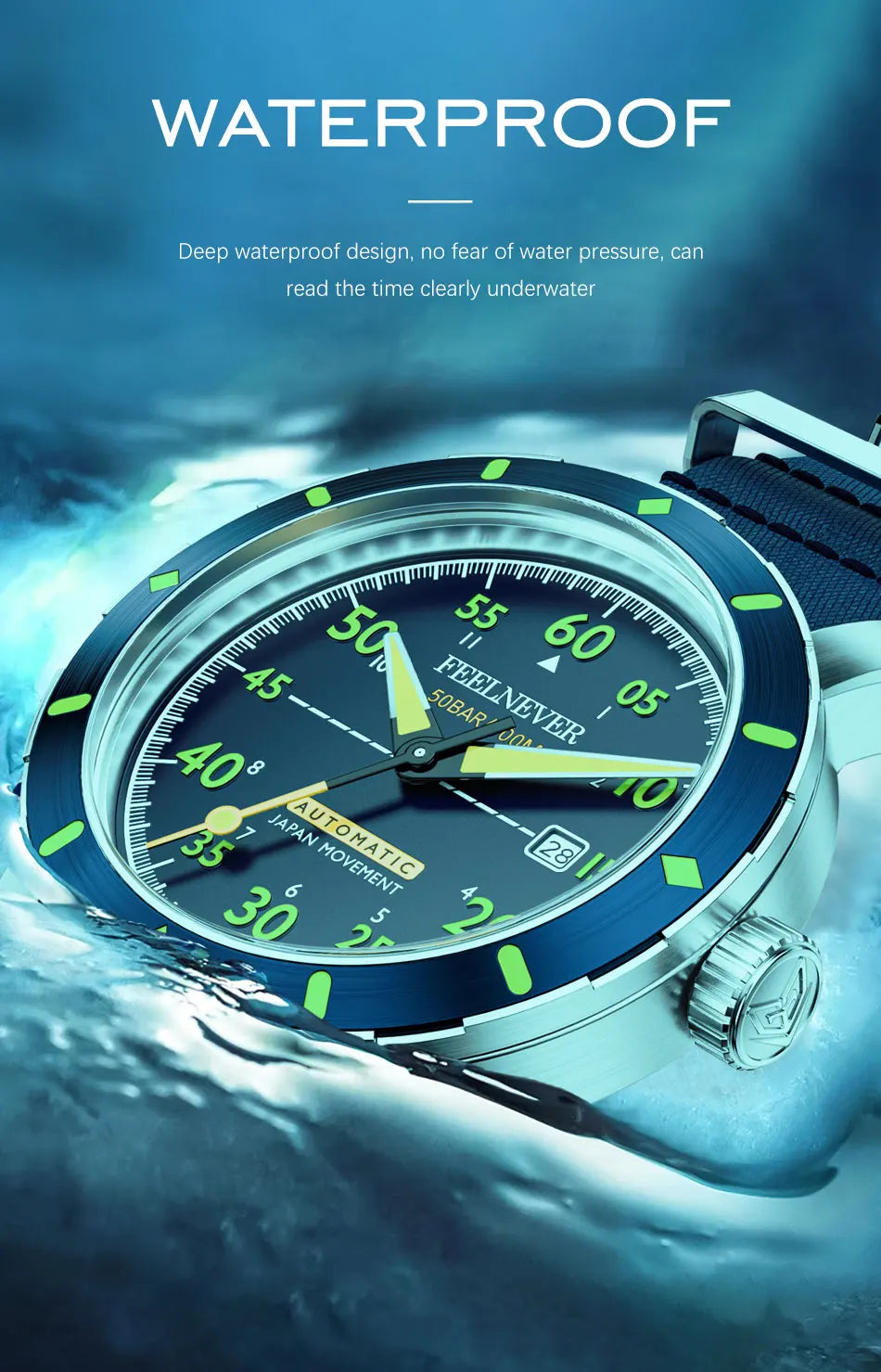2024 New Men Watch Automatic Mechanical Wristwatch Sapphire Diver Watch 500M Waterproof Diving Sports Watches Men Reloj Hombre