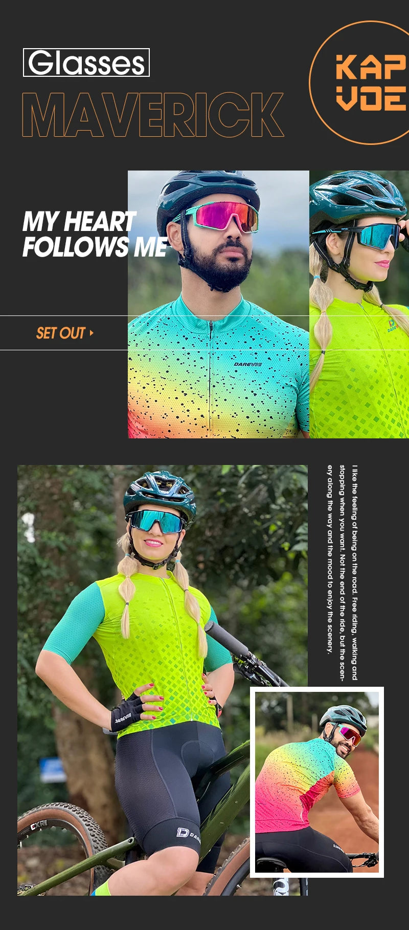 Kapvoe UV400 Racing Bike Glasses Eyewear MTB Cycling Sunglasses Cycling Glasses  Polarized Men's Sunglasses Women Sport Goggles