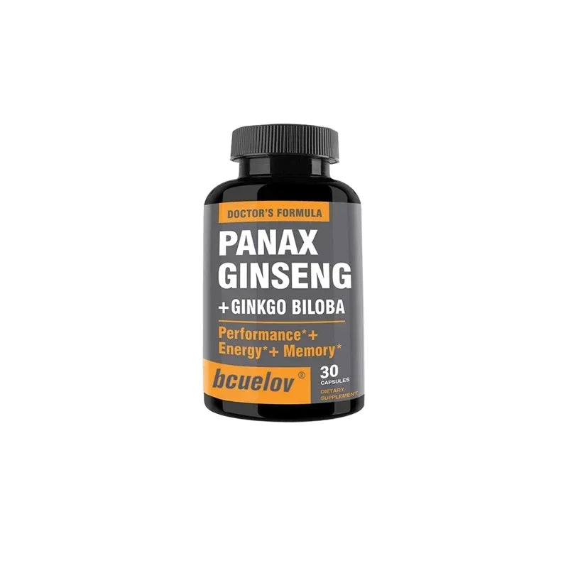 Ginseng + Ginkgo Biloba Supplement, Boosts Energy Focus, Supports Cognitive Athletic Performance & Heart Health, 120 Caps