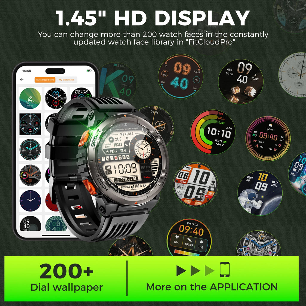 EIGIIS Smart Watch KE5 2024 3ATM Waterproof Original Design Sports Watch With Compass And Altitude Barometer LED Flashlight Call