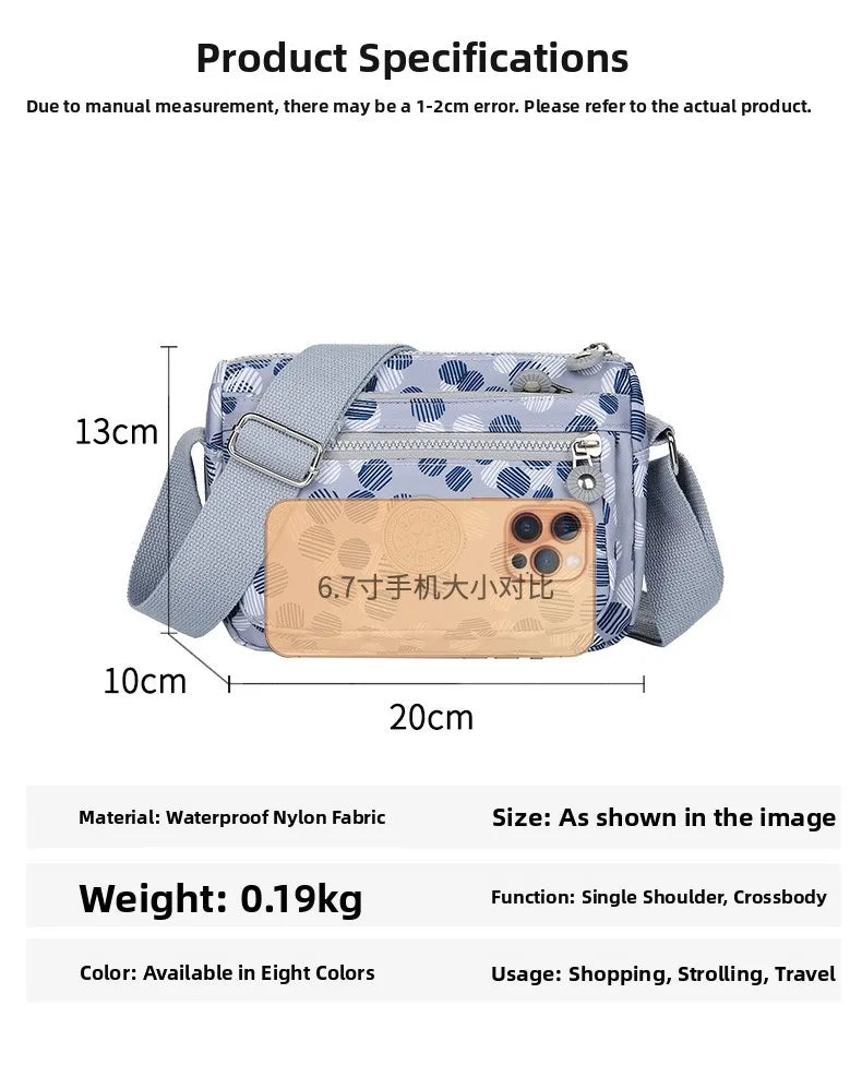 Waterproof Nylon Oxford Cloth Crossbody Bag Women's Single Shoulder Bag Versatile Durable Soft Casual Style Youth Fashion