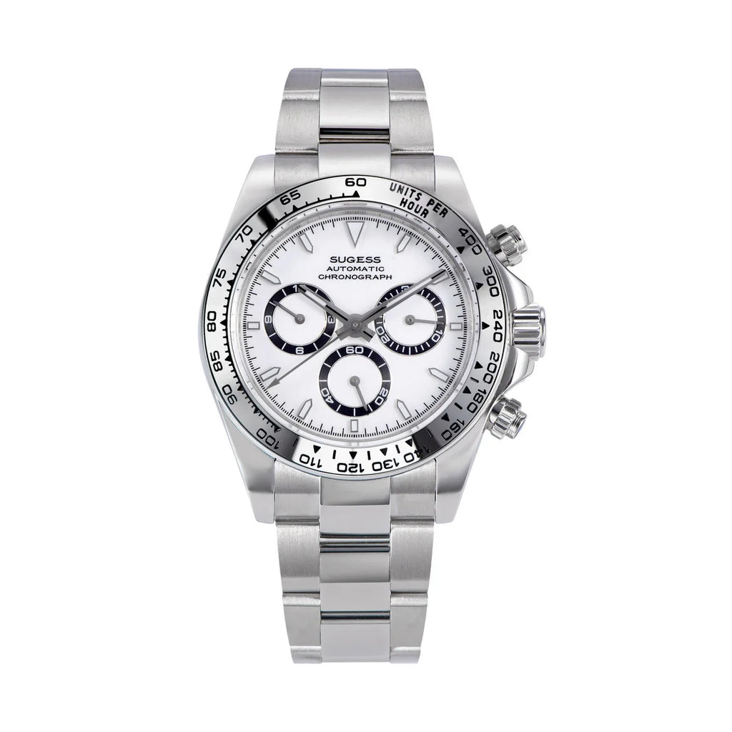 Sugess Diving Mens Watch Panda Automatic Mechanical Chronograph Peacock SL4801 Movement Wristwatch Waterproof Ceramic Bezel New