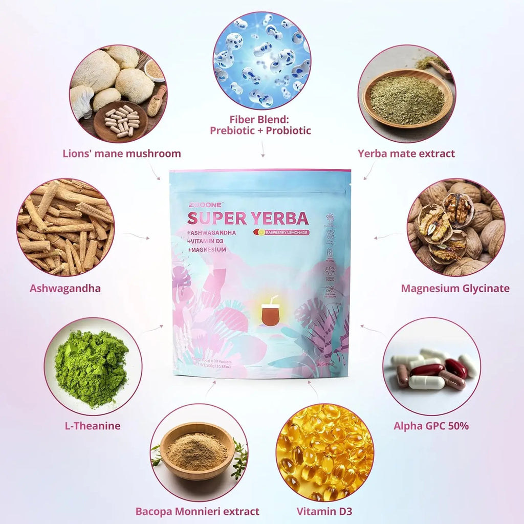 JP Super Yerba Mate Instant Powder - Raspberry Lemonade Flavor | 30 Servings Clean Energy & Focus Boost | Gut Support