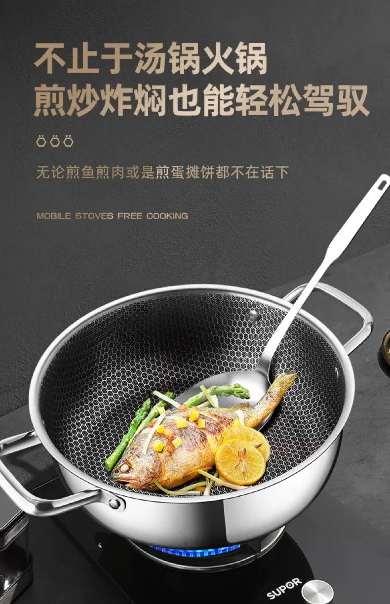 Stainless steel soup pot honeycomb non stick pot no oil fume household hot pot induction cooker gas stove universal