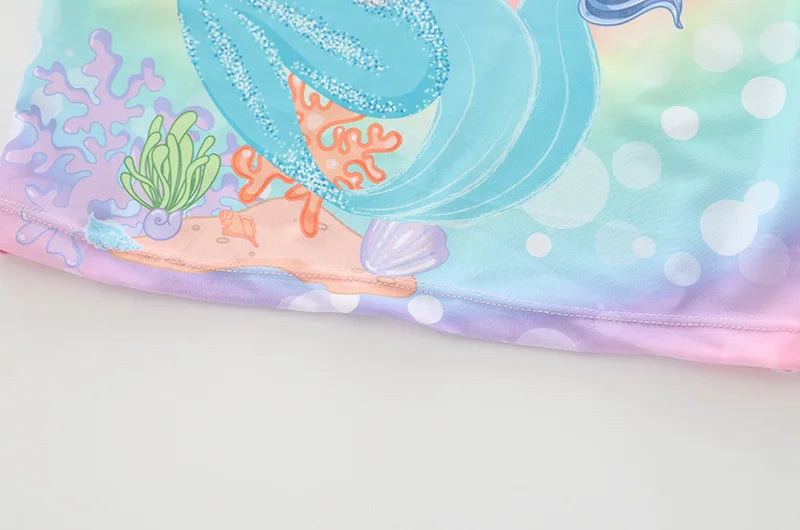 Swimsuit for Children Long Sleeve Rash Guard Swim Skirt and Surf Pant Set Sunscreen UV Protection Beach Kids Bath Clothes Girl