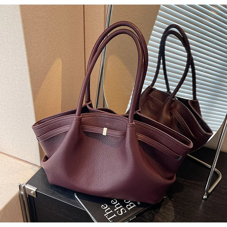 Large Capacity Women's Shoulder Bag Commuter Tote Bag Underarm Single Shoulder Bag Retro Design Casual Handbag