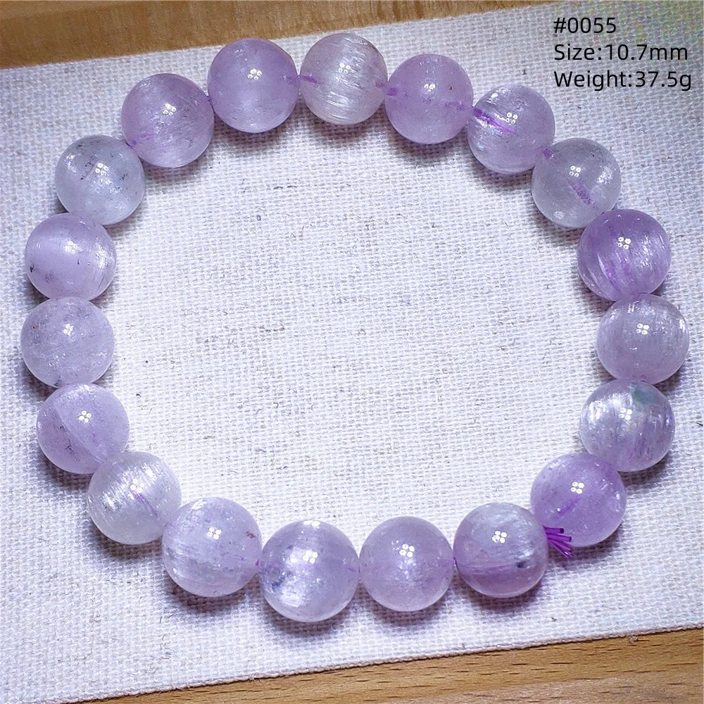 Natural Purple Kunzite Clear Round Beads Bracelet Jewelry Women Men Colorful Kunzite Bracelet Cat Eye Women Men AAAAAA