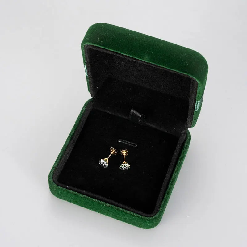 IOGOU 14K Solid Gold Moissanite Round Stud Earrings for Women Men GRA Certified Moissnaites 3mm 4mm 5mm 6mm 6.5mm Gold Jewelry
