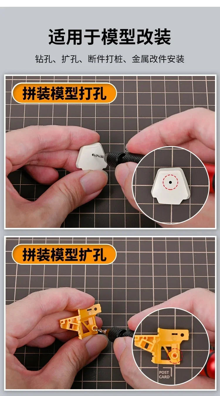 MSWZ MS-091 Portable Hand Drill Assembly Model Drilling Tools Model Craft Tools for Military Model Building Hobby DIY Tools