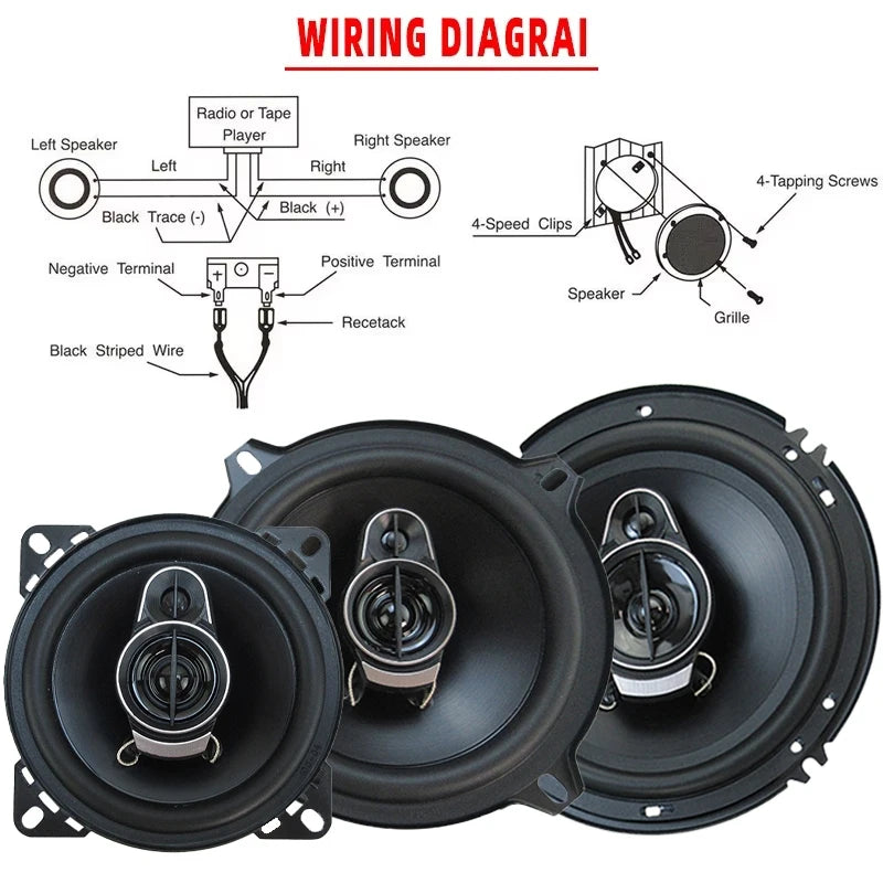 1Pair 4/5/6 Inch 3-Way Universal Car HiFi Coaxial Speaker 280W/320W/400W Auto Music Stereo Car Door Full Range Speakers Woofer