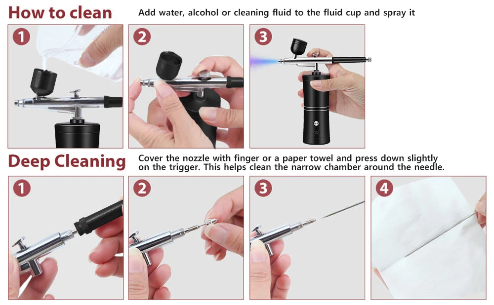 Airbrush for Paint Cake Makeup Cordless Airbrush Sprayer Gun 0.3mm Nozzles Handhold Portable Airbrush Nail Kit with Compressor