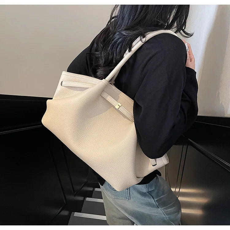 Large Capacity Women's Shoulder Bag Commuter Tote Bag Underarm Single Shoulder Bag Retro Design Casual Handbag