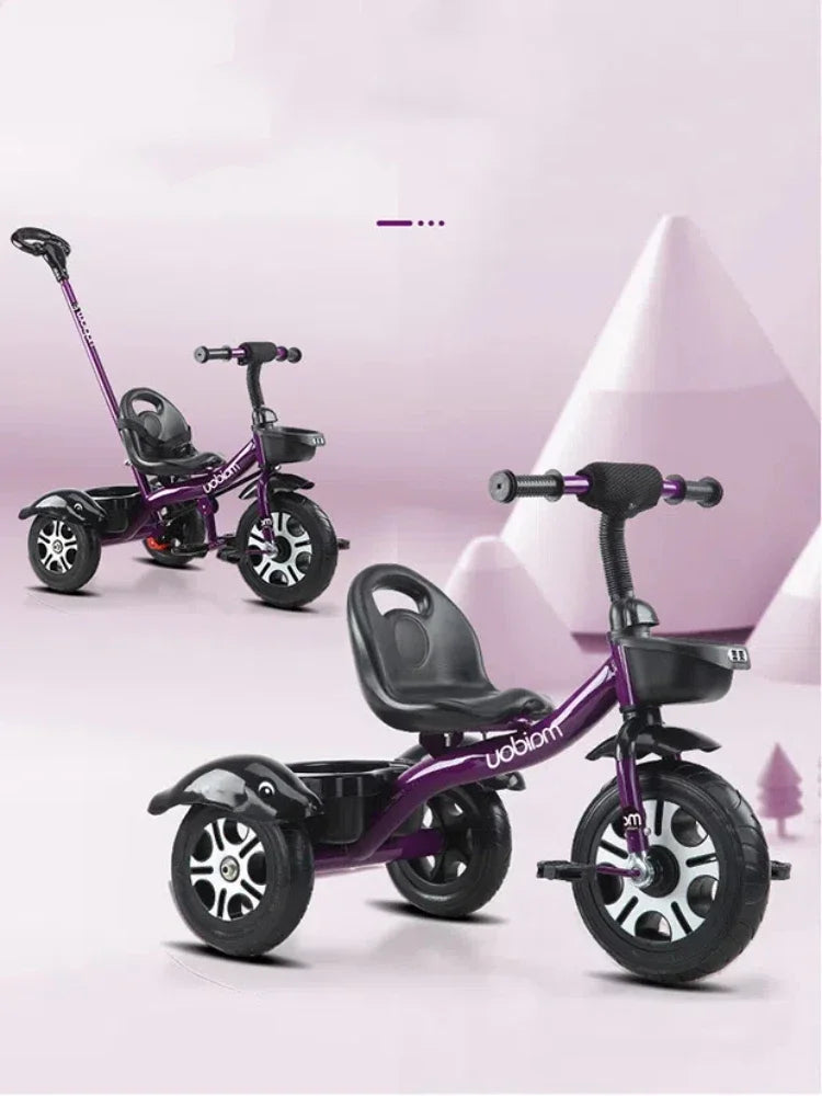 Multifunctional Three Wheeled Baby Balance Bike Lightweight Children Bicycle Hand Push Stroller for Baby Outdoor Riding Use