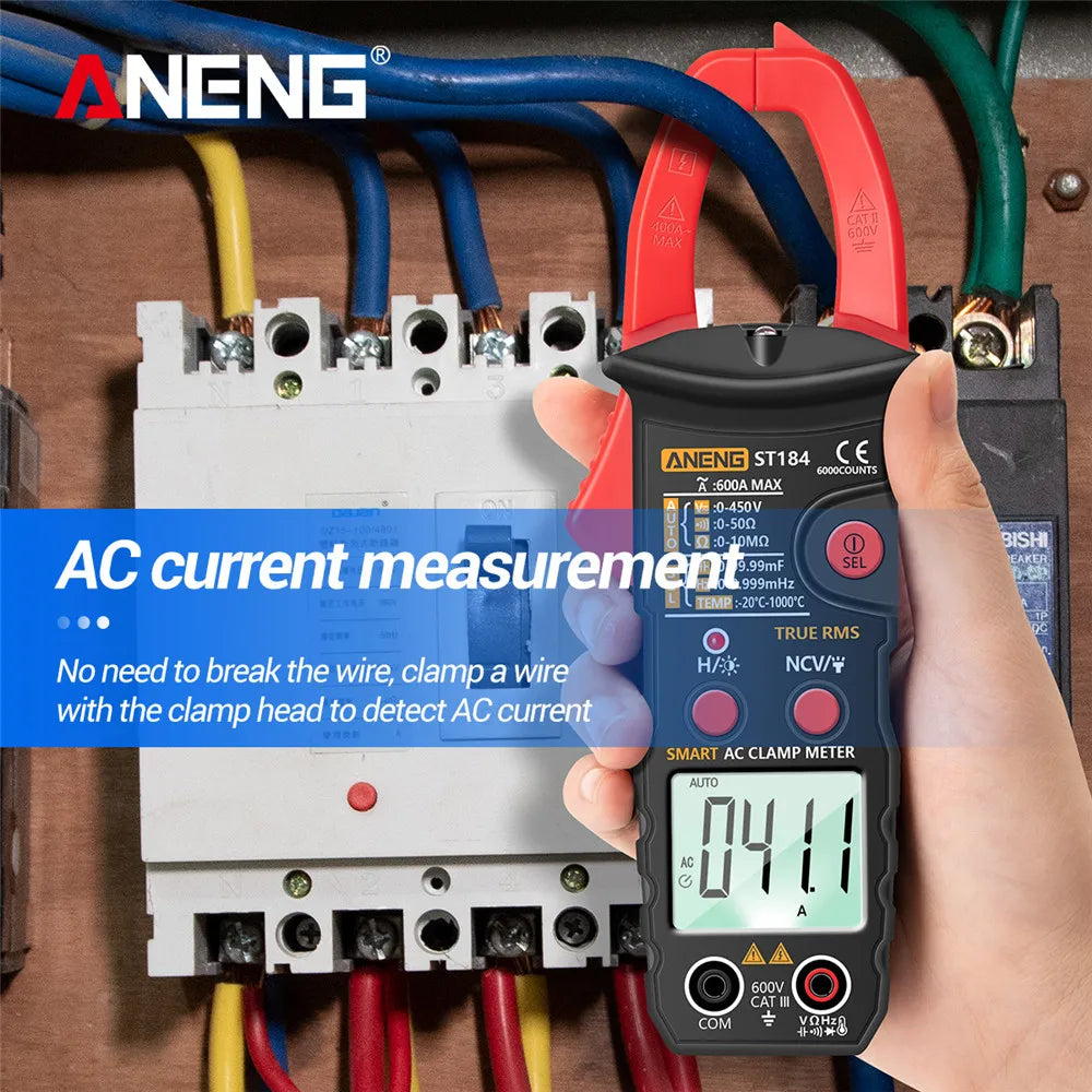 ANENG ST184 Digital Multimeter Clamp Meter True RMS Voltage Current Ohm Test+B15 Induction Tester Pen Electrician Detection Tool
